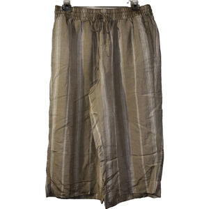 New LANE BRYANT Pants Women's Size 14/16 XL Beige White Striped Linen Crops $69